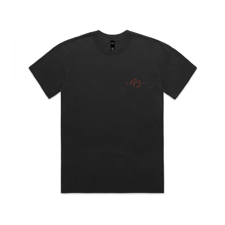 Heavy Faded Spiral Tee — Black + Clay